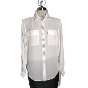 Nevada Long Sleeve Formal White Blouse Size SP Tall.